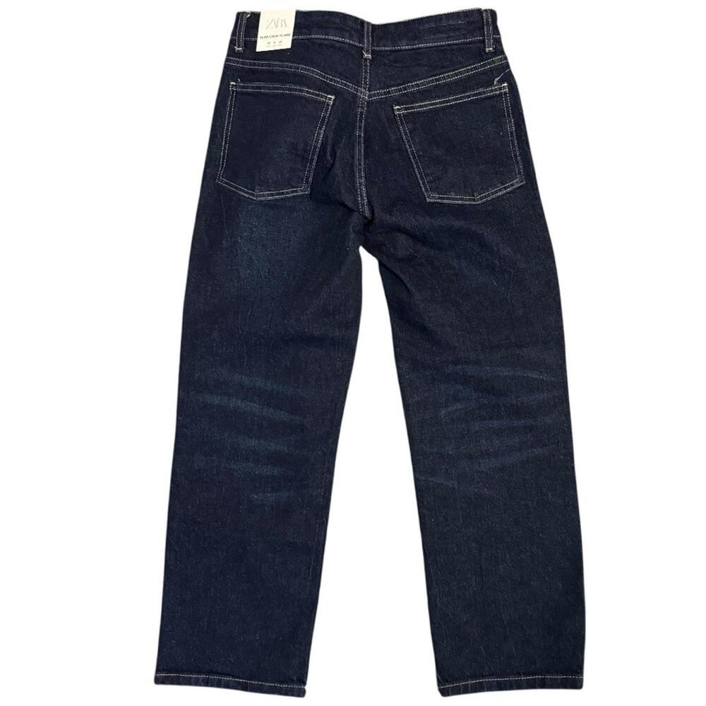 ZARA Slim Crop Flare Mid-Rise Jeans Dark Wash Denim Size 6 NWT - Picture 4 of 9